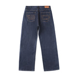 14oz DESIZED SELVEDGE RAW WIDE-LEG JEANS-NAVY