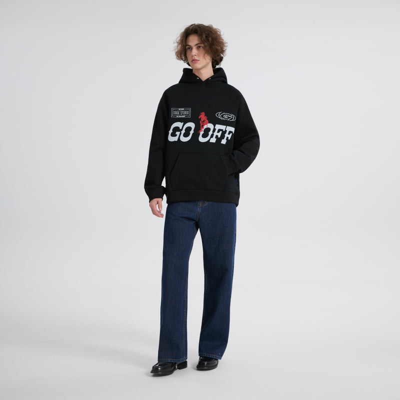 14oz DESIZED SELVEDGE RAW WIDE-LEG JEANS-NAVY