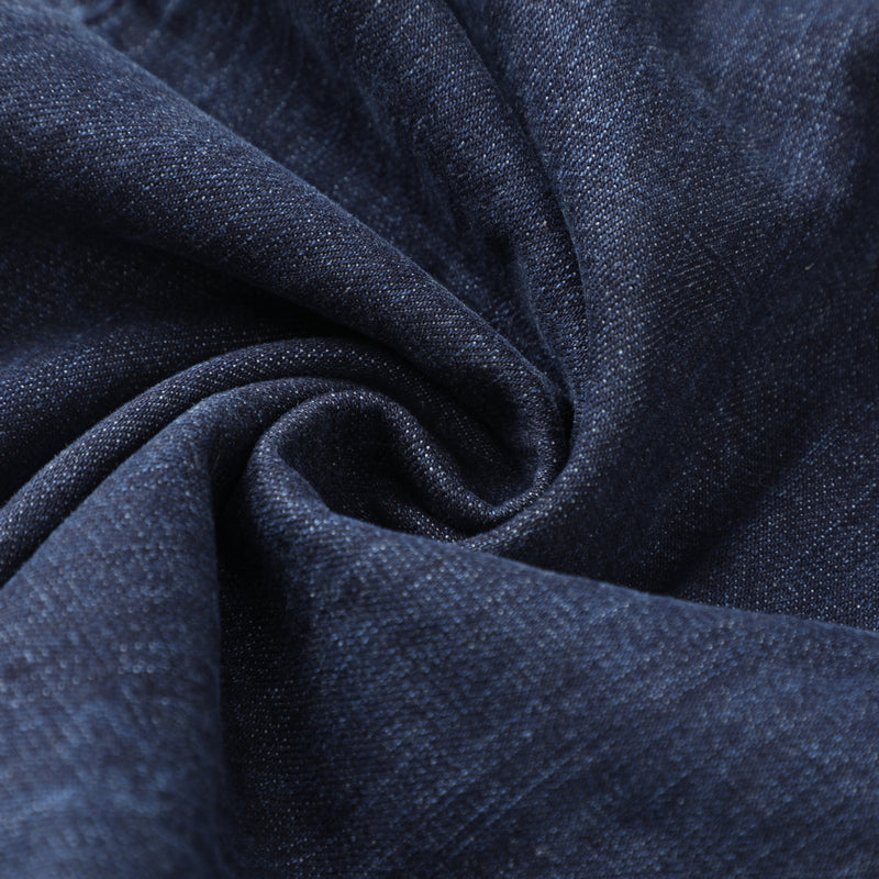 14oz DESIZED SELVEDGE RAW WIDE-LEG JEANS-NAVY